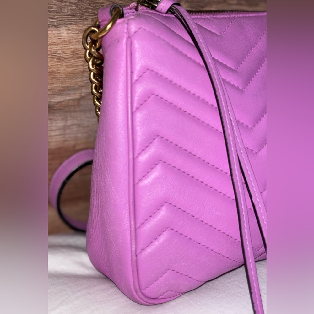 Gucci Vintage Marmont Quilted Chevron Ultra Violet Shoulder Bag with Dust Bag EC - Picture 7 of 14